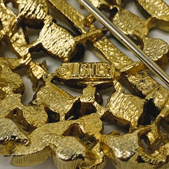 Lisner Gold-Tone Leaf Rhinestone Brooch - Picture 4 of 7